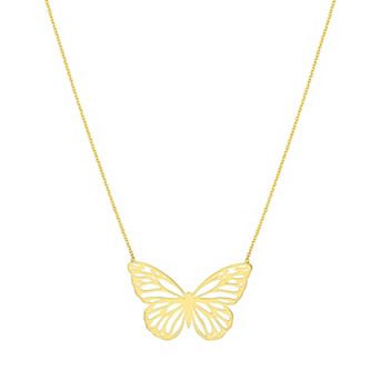 Color Romance 14k Gold Cut-Out Butterfly Pendant Necklace