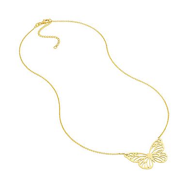 14k Gold Cut-Out Butterfly Pendant Necklace