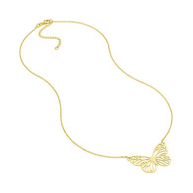 Color Romance 14k Gold Cut-Out Butterfly Pendant Necklace