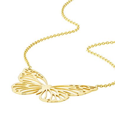 Color Romance 14k Gold Cut-Out Butterfly Pendant Necklace