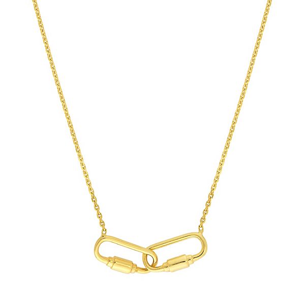 14k Gold Carabiner Links Pendant Necklace