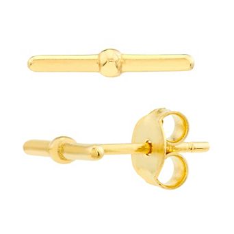 Color Romance 14k Gold Sideways Bar Stud Earrings