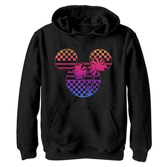 Disney's Mickey and Friends Girls 7-16 Gradient Checker Palm Tree Fill Graphic Hoodie