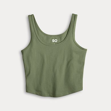 Juniors' SO® Cropped Double Scoop Tank Top