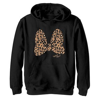 Disney's Minnie Mouse Girls 7-16 Leopard Print Bow Graphic Hoodie