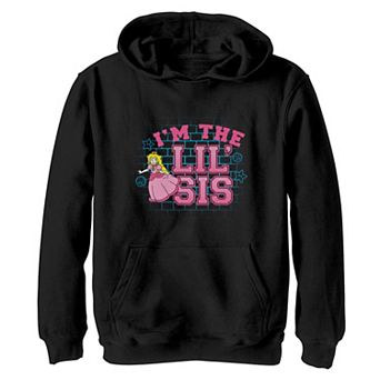 Girls 7-16 Super Mario Bros Princess Peach I'm The Lil' Sis Graphic Hoodie