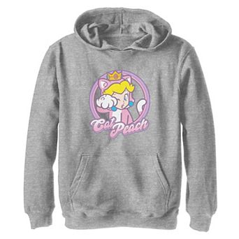 Girls 7-16 Super Mario Bros Cat Peach Badge Graphic Hoodie