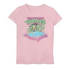 Girl's Teenage Mutant Ninja Turtles Distressed Gnarly Ninjas T-Shirt -  Light Pink - Large