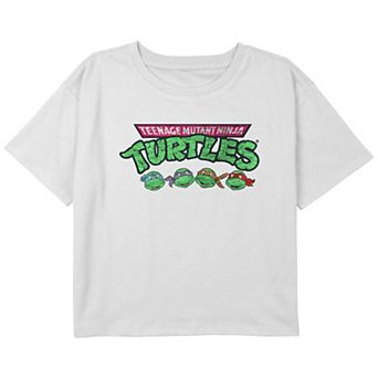 Girls Teenage Mutant Ninja Turtles Heads Lined Up Boxy Crop Graphic Tee