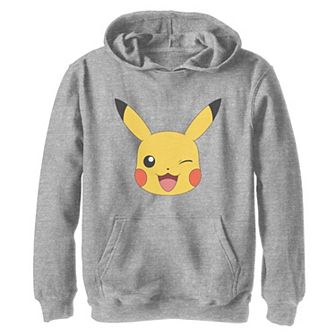 Girls 7-16 Pokemon Pikachu Winking Big Face Graphic Hoodie