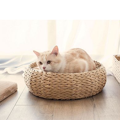 PETPALS GROUP Cozy Nest Boho Chic Handwoven Cat Bed