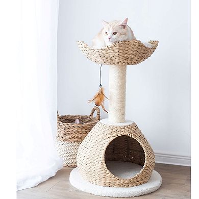 PETPALS GROUP Walk-Up Boho Chic Style Handwoven Cat Tree