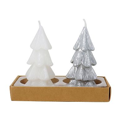 Christmas Tree Unscented Molded Candle 2-piece Set