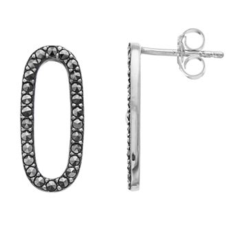 Lavish by TJM Sterling Silver Marcasite Paperclip Post Earrings