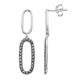 Lavish by TJM Sterling Silver Marcasite Paperclip Dangle Earrings