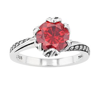 Lavish by TJM Sterling Silver Garnet Cubic Zirconia & Marcasite Ring