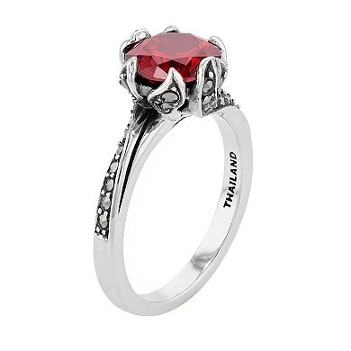 Lavish by TJM Sterling Silver Garnet Cubic Zirconia & Marcasite Ring
