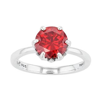 Lavish by TJM Sterling Silver Garnet Cubic Zirconia & Marcasite Ring