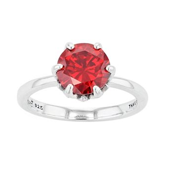 Lavish by TJM Sterling Silver Garnet Cubic Zirconia & Marcasite Ring