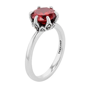 Lavish by TJM Sterling Silver Garnet Cubic Zirconia & Marcasite Ring