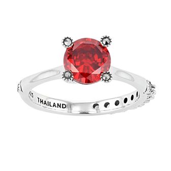 Lavish by TJM Sterling Silver Garnet Cubic Zirconia & Marcasite Ring