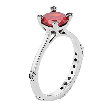 Lavish by TJM Sterling Silver Garnet Cubic Zirconia & Marcasite Ring