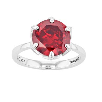Lavish by TJM Sterling Silver Garnet Cubic Zirconia & Marcasite Ring