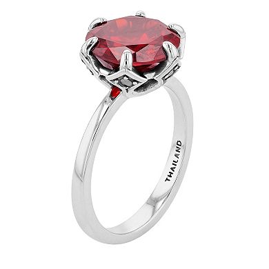 Lavish by TJM Sterling Silver Garnet Cubic Zirconia & Marcasite Ring