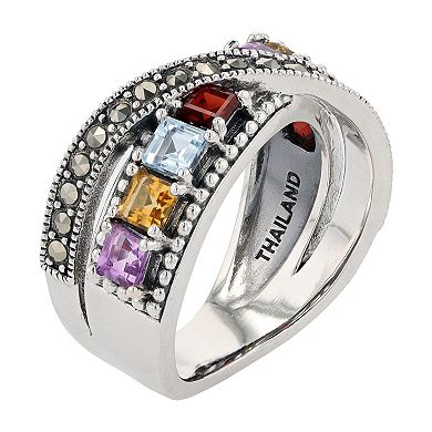 Lavish by TJM Multi Gemstone Crisscross Ring