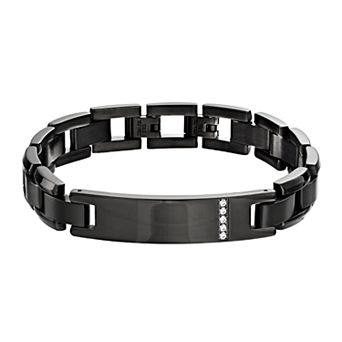 Diamond Brilliance Silver Tone Stainless Steel 1/10 Carat T.W. Lab-Created Diamond Men's Link Bracelet