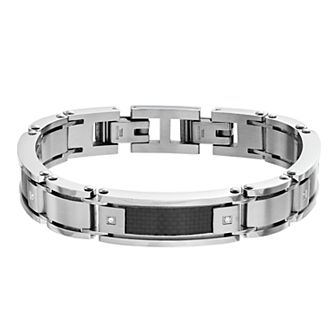 Diamond Brilliance Men's Stainless Steel 1/10 Carat T.W. Lab-Created Diamond Bracelet