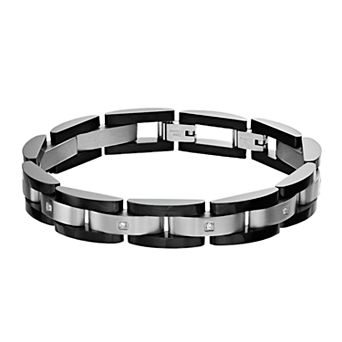 Diamond Brilliance Men's Black Stainless Steel 1/10 Carat T.W. Lab-Created Diamond Bracelet