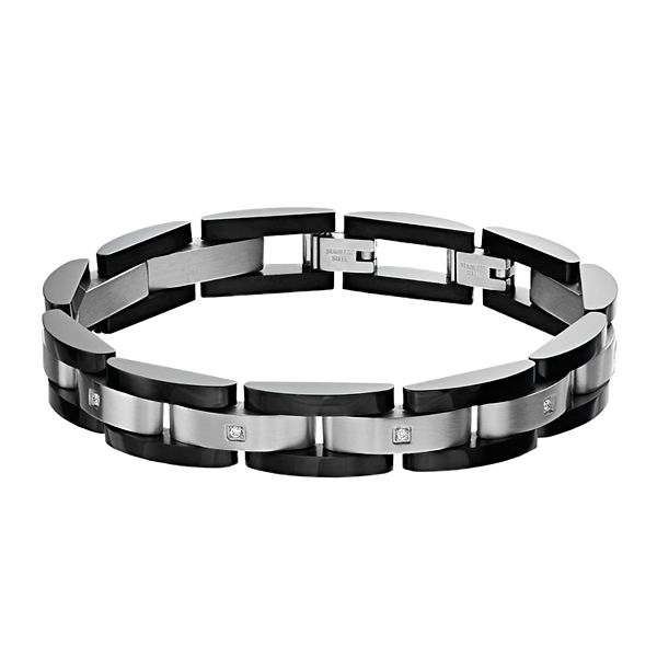 Diamond Brilliance Men's Black Stainless Steel 1/10 Carat T.W. Lab