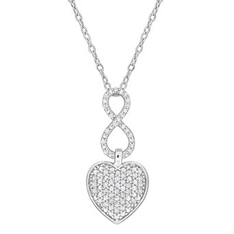 Stella Grace Sterling Silver 1/4 Carat T.W. Diamond Heart Infinity Pendant Necklace