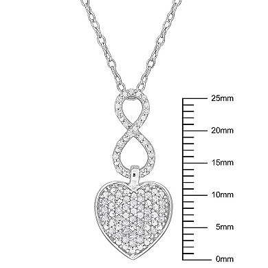 Stella Grace Sterling Silver 1/4 Carat T.W. Diamond Heart Infinity Pendant Necklace