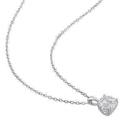 Stella Grace Sterling Silver Lab-Created White Sapphire Round Solitaire Pendant & Earring Set