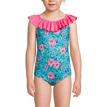 Girls 2-16 Lands' End Chlorine Resistant Ruffle Neck One-Piece Swimsuit