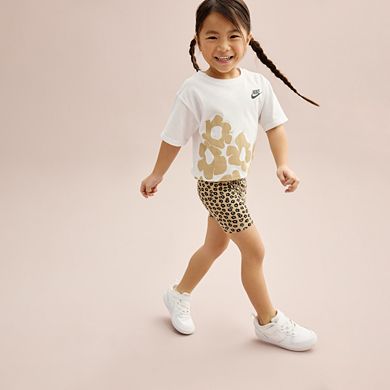 Toddler Girls Nike Floral Graphic Tee and Bike Shorts Set