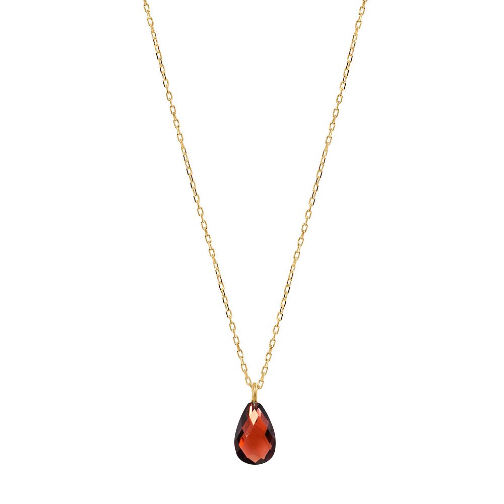 9ct Yellow & White Gold 0.48ct Pear Garnet and Diamond Pendant