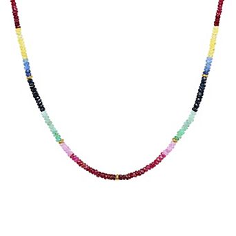 Jewelmak 14k Yellow Gold & Multi Gemstone Necklace