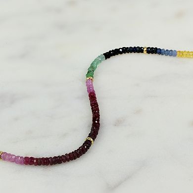 Jewelmak 14k Yellow Gold & Multi Gemstone Necklace