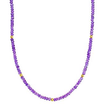 Jewelmak 14k Yellow Gold & Amethyst Necklace