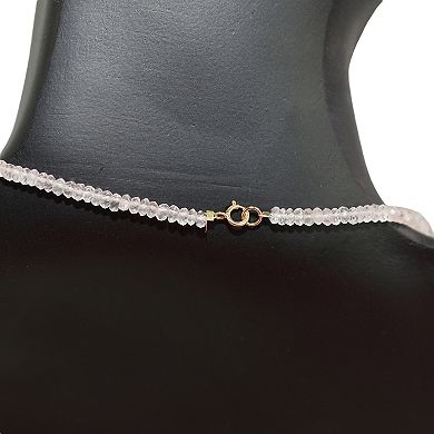 Jewelmak 14k Yellow Gold & Rose Quartz Necklace
