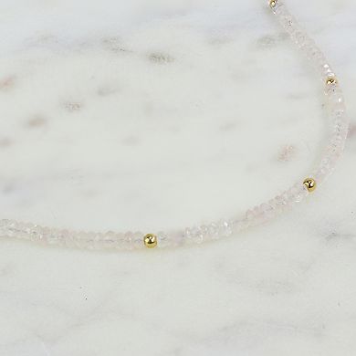 Jewelmak 14k Yellow Gold & Rose Quartz Necklace