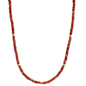 Jewelmak 14k Yellow Gold & Garnet Necklace