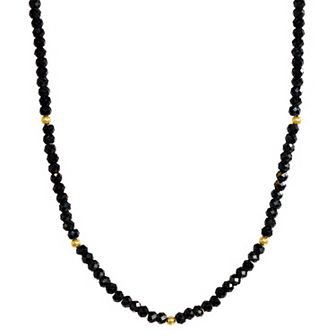 Jewelmak 14k Yellow Gold & Black Spinel Necklace