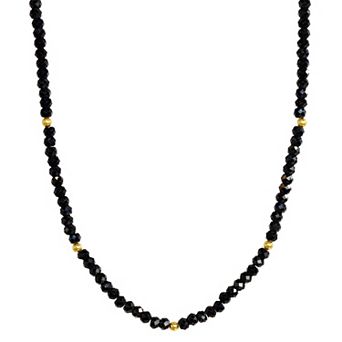 Jewelmak 14k Yellow Gold & Black Spinel Necklace
