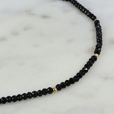 Jewelmak 14k Yellow Gold & Black Spinel Necklace