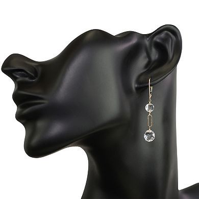 Jewelmak 14k Gold White Topaz Coin Leverback Earrings