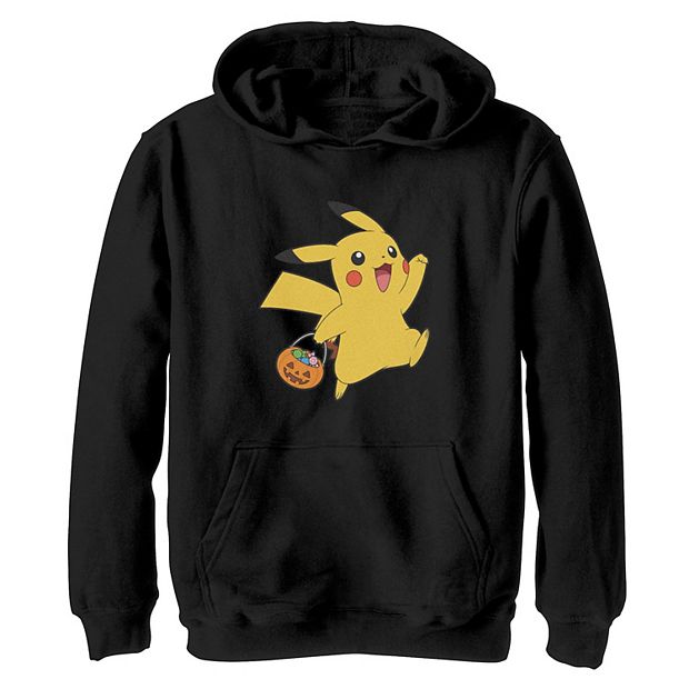 Boy s Pokemon Halloween Trick or Treating Pikachu Pull Over Hoodie Black Small